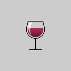 Flat design Wine glass vector illustration, isolated on background