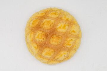 Above View of a Delicious Chinese Style Pineapple Bun with a White Background