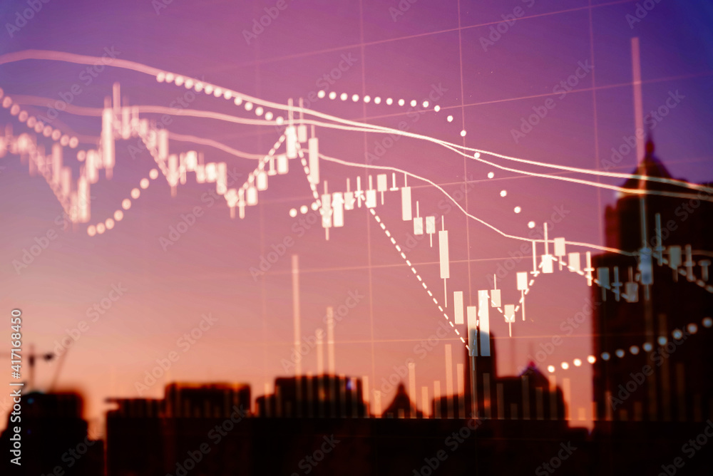Poster financial data in term of a digital prices on led display. a number of daily market price and quotat