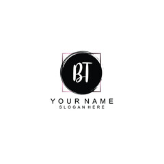 Letter BT Beautiful handwriting logo