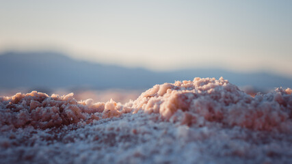Close up of the pink salt at the badwater basin in Death Valley, California, USA