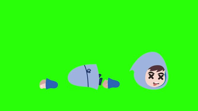 RPG Mage Character Death and decapitation blood spatters Green Screen  