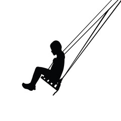 a child swinging body silhouette vectıor