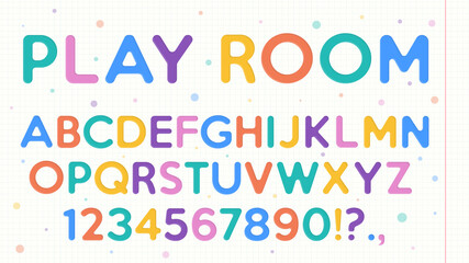School Alphabet cartoon font. Color Letters and numbers.
