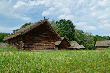 Fototapeta na wymiar Ancient village with wooden buildings