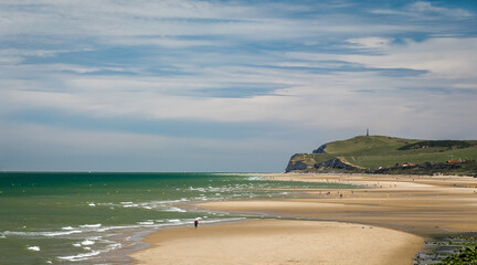 Toursists on the beach of Cap Blanc-Nez in the north of France