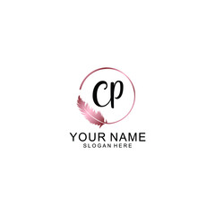 Letter CP Beautiful handwriting logo