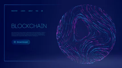 Fotobehang Digital currency technology concept. Vector illustration of block chain internet development. Blockchain cryptocurrency web landing page. © RDVector