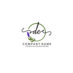 Letter DE Beautiful handwriting logo