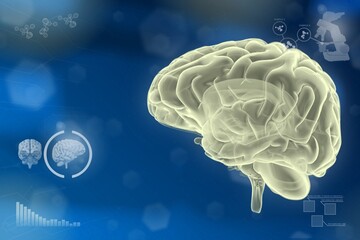 Medical 3D illustration - human brain, brain surgery discovery concept - very detailed modern texture or background
