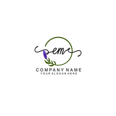 Letter EM Beautiful handwriting logo