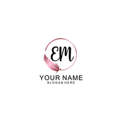 Letter EM Beautiful handwriting logo