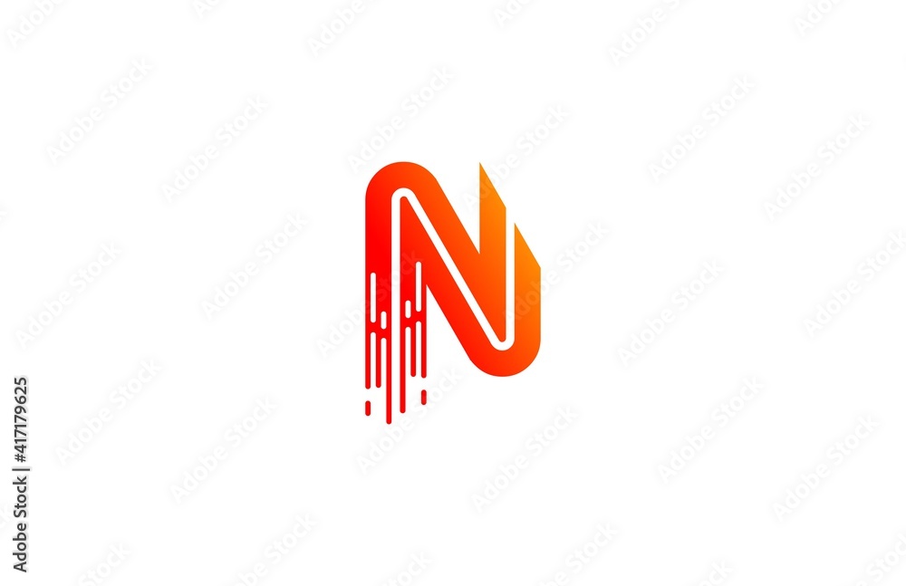Poster gradient logo initial n multi line bold speed art
