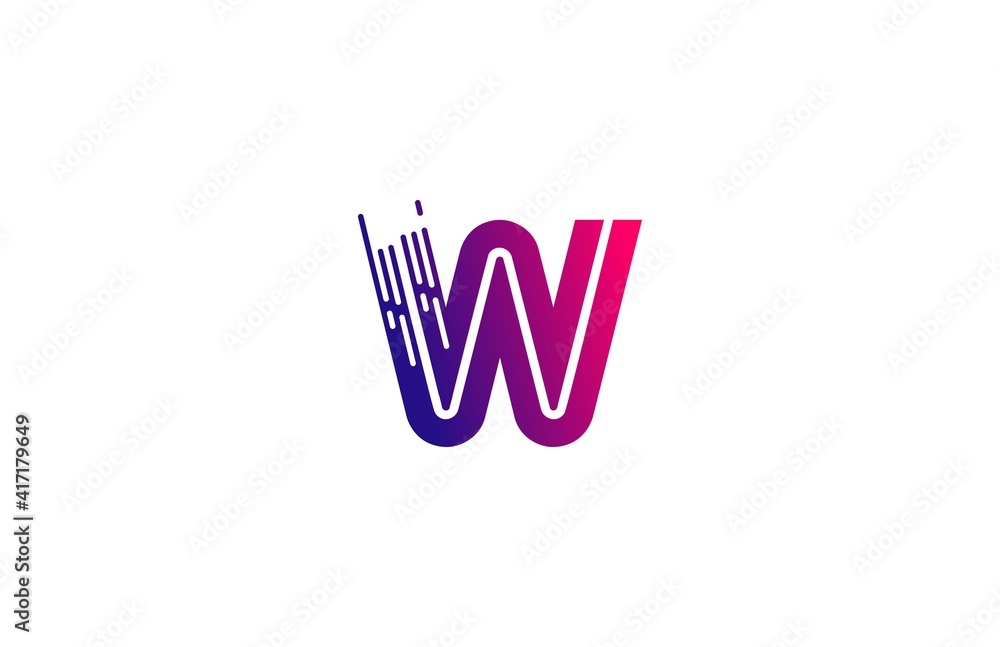 Poster gradient logo initial w multi line bold speed art