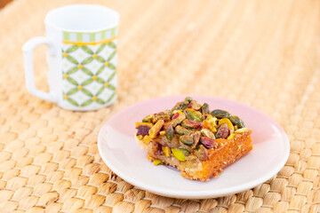 Traditional hrysh with coffee are served during Eid al adha or fitr celebration and ramadan , turkish, arabian, asian