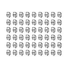 File type download vector icons. File format with arrow icon set, files buttons.