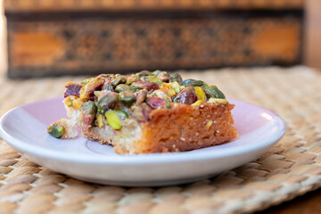 Traditional hrysh with coffee are served during Eid al adha or fitr celebration and ramadan , turkish, arabian, asian