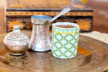Arabian coffee on a traditional tray