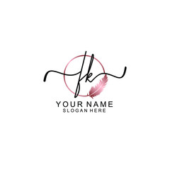 Letter FK Beautiful handwriting logo