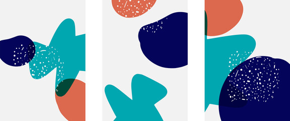 Hand drawn doodle shapes, wall art painting style, vector abstract background templates. A4 poster design or for covers, banners, flyers