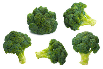 Fresh tasty broccoli isolated on white background.