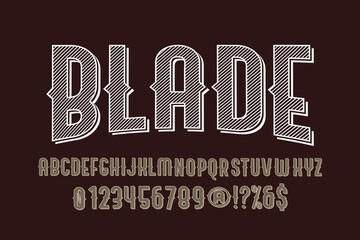 vintage font, black background, vector alphabet, letters and numbers