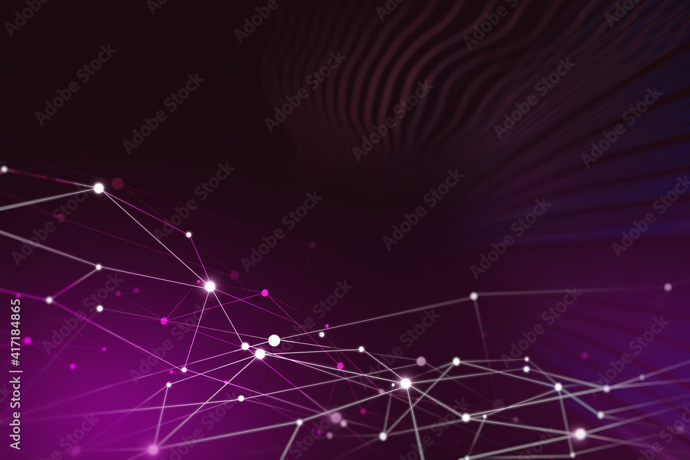 Poster abstract background with purpl and red polygonal lines and triangles. concept of hi tech and future.