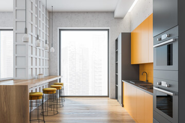 Kitchen set and table with chairs near window