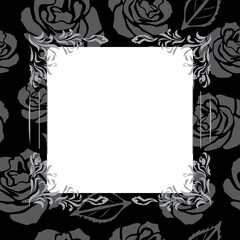 Vintage black decorative frame with roses