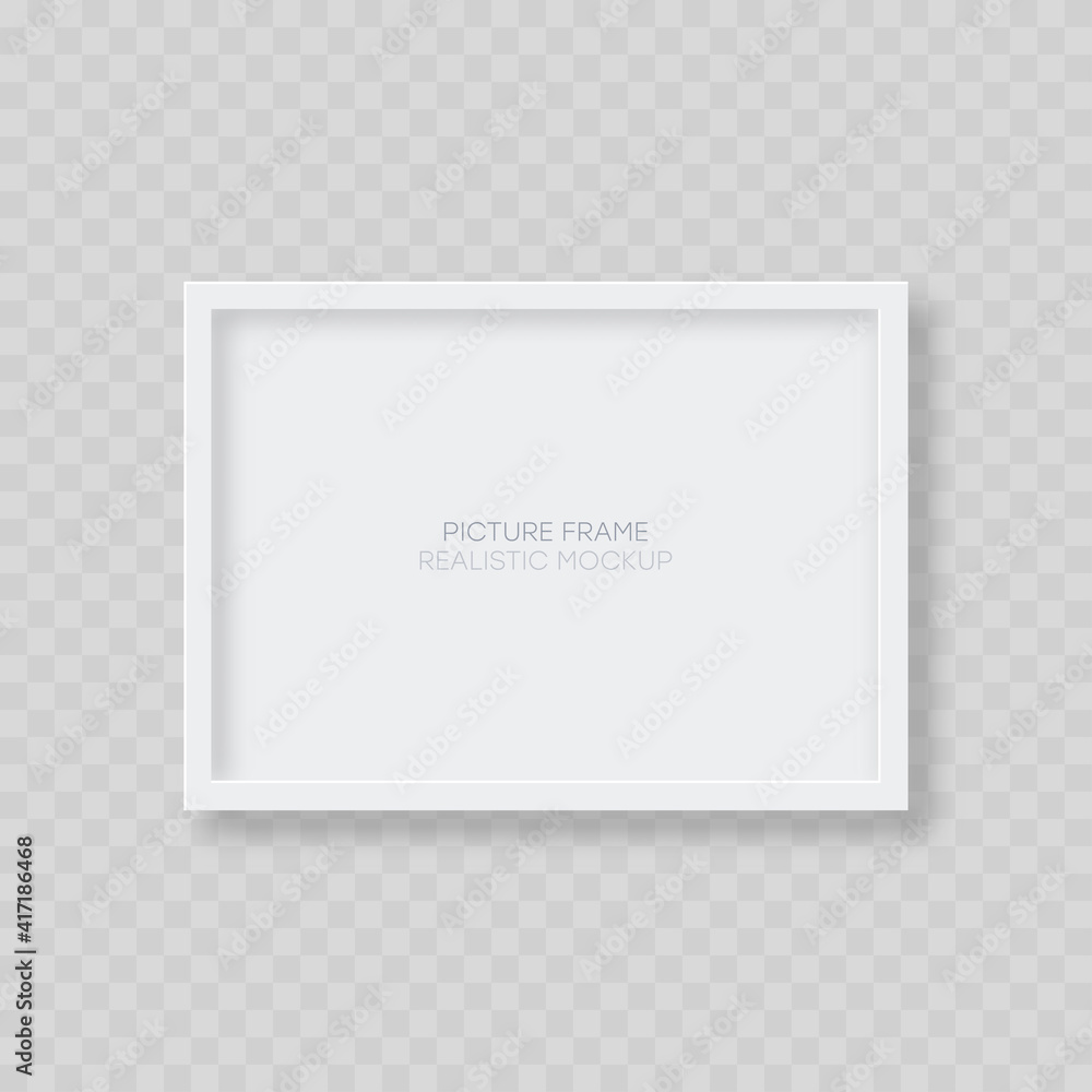 Poster picture frame mockup. realistic blank horizontal white picture frame template with shadow isolated o