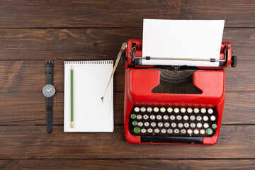 Vintage typewriter and a blank sheet of paper,Writer or journalist workplace