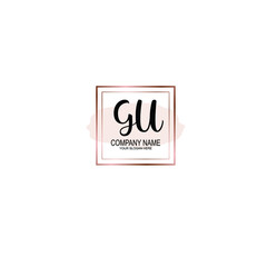 Letter GU Beautiful handwriting logo