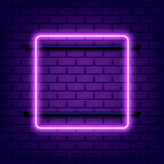 Neon rectangle frame or neon lights sign. Vector illustration.