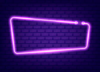 Neon rectangle frame or neon lights sign. Vector illustration. © brovkoserhii