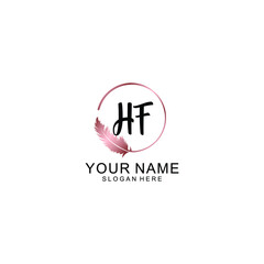 Letter HF Beautiful handwriting logo