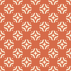 Vector geometric floral seamless pattern. Subtle white and beige background. Simple abstract ornament. Delicate graphic texture with diamond shapes, stars, rhombuses. Repeat design for decor, textile