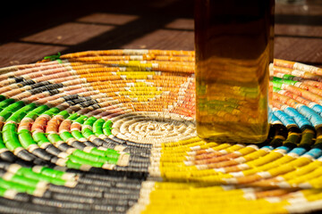 Bottle glass of olive oil