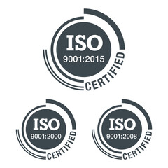 ISO 9001 flat pictogram, 2000, 2008 and 2015 - obrazy, fototapety, plakaty