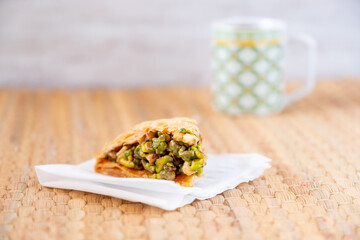 Arabic sweets named baklava filled with pistachio