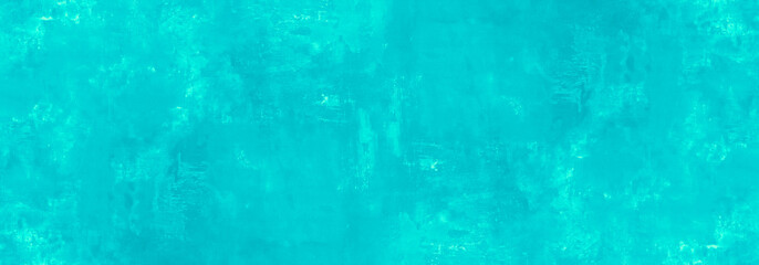 Abstract painted aquamarine turquoise concrete stone paper texture background banner panorama	