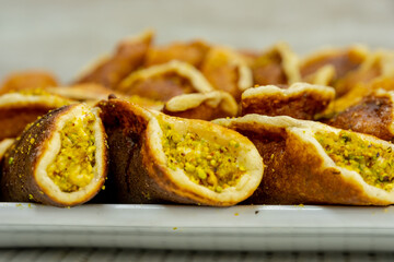 Ramadan sweets qatayef with white background