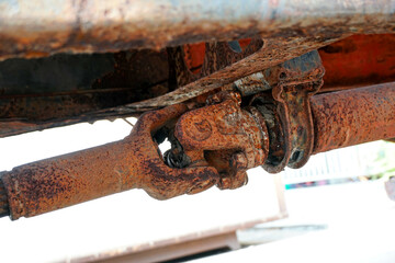 Corrosion and erosion of old truck axles.	