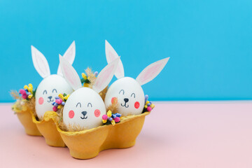 
Easter yellow on pink and blue background