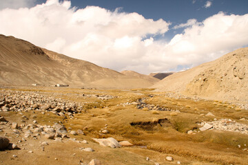 House ruins on silk way, Pamir,Tajikistan, Central Asia. Karavan Sarai