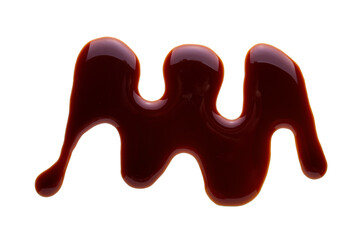 Delicious soy sauce isolated on white background, top view