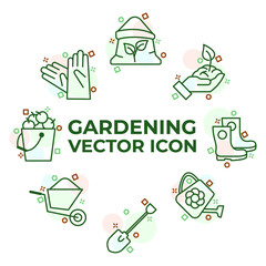 Fototapeta na wymiar Set of Flower and Gardening icon. Gardening pack symbol template for graphic and web design collection logo vector illustration