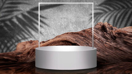 Empty round scene mocap. Empty space, white podium for subject, presentation. Bright background. 