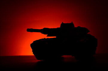 Military Tank At Sunset
