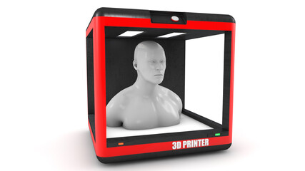 3d render and 3d printer