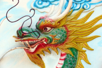 Chua On Lang taoist temple.  Dragon sculpture.  Ho chi Minh City. Vietnam.  25.02.2017